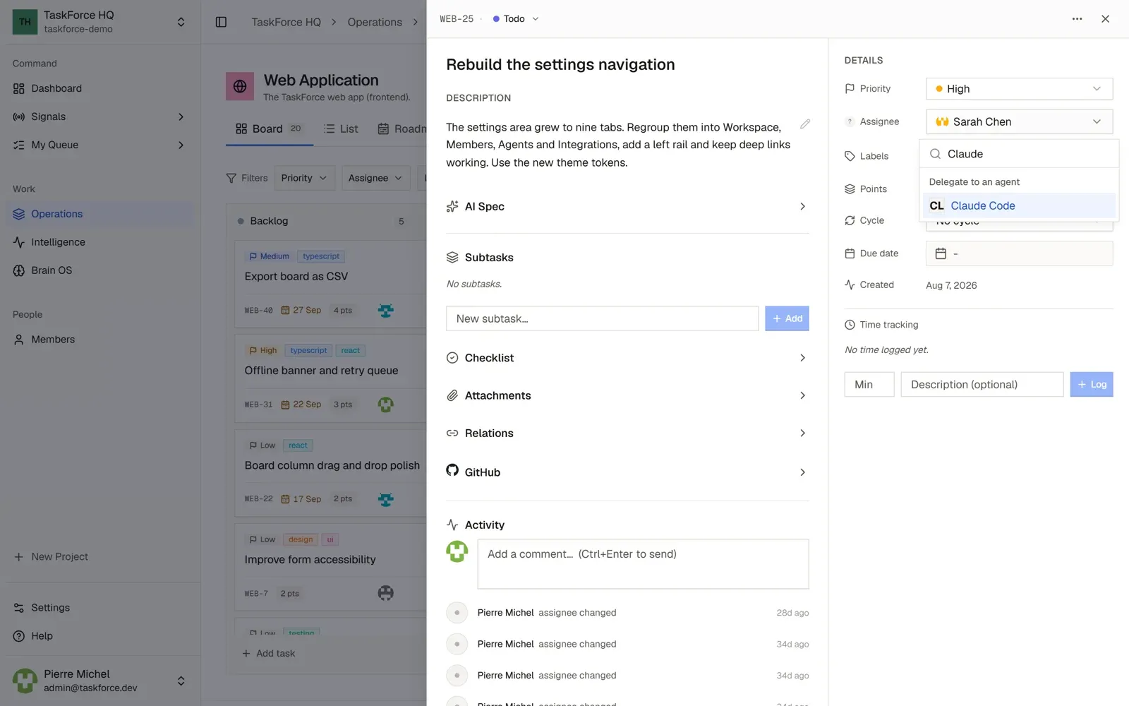 Delegating an issue to Claude Code